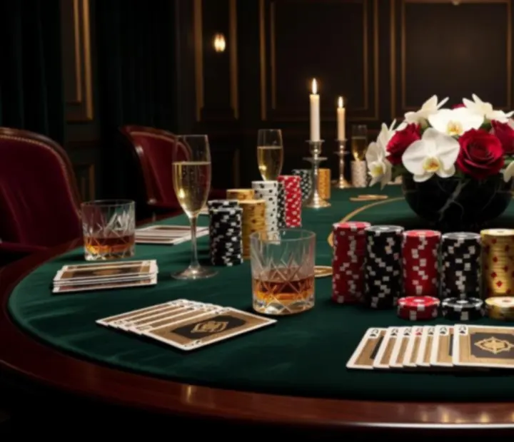 Luksusowy stół pokerowy przygotowany na wieczór tematyczny