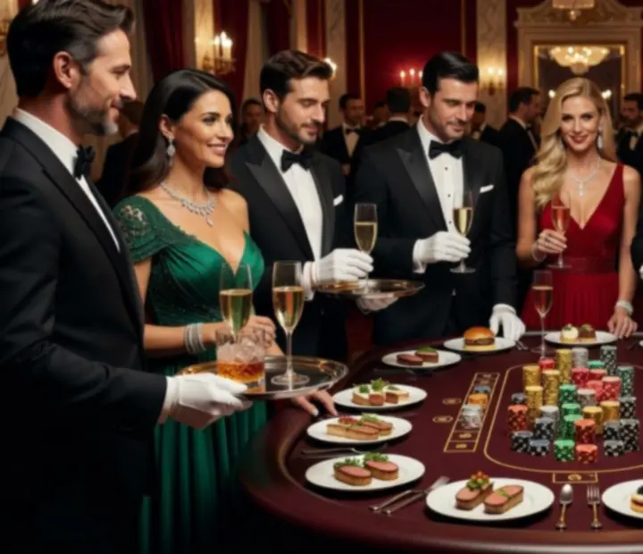 Luksusowa obsługa VIP podczas eleganckiego eventu z motywem kasynowym